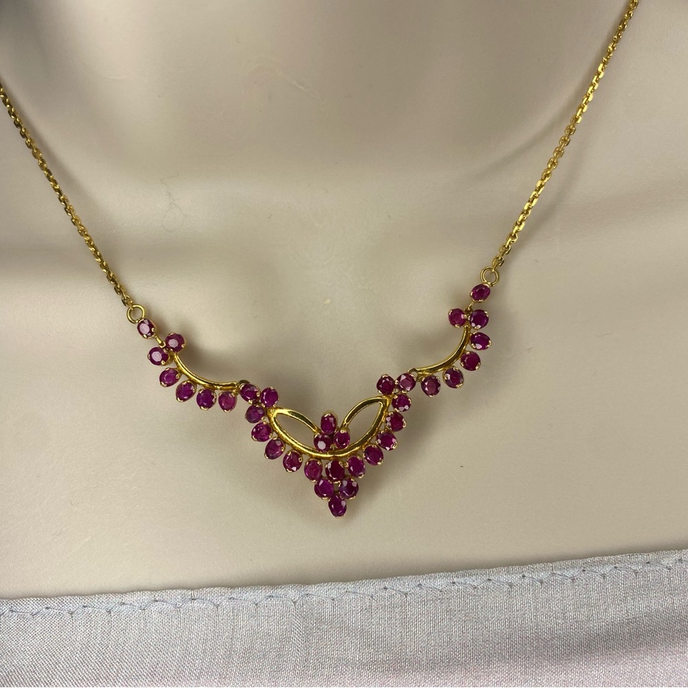 Burmese Ruby Necklace In 18k Solid Gold New - image 5